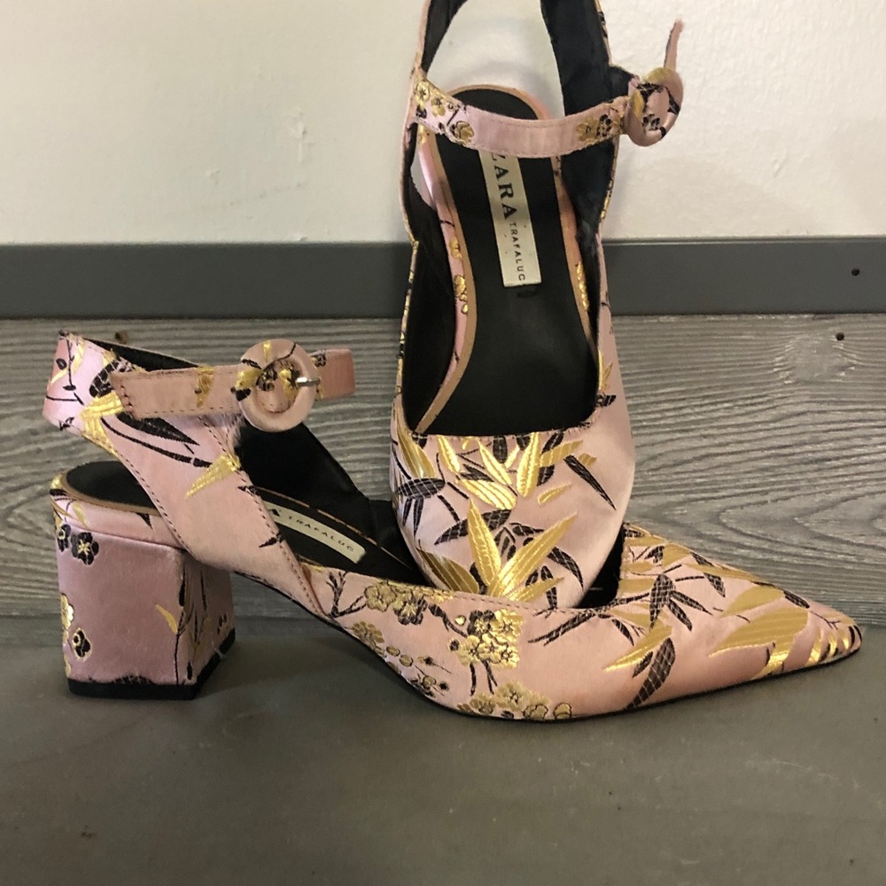 Zara Pink Fabric Sling Back MaryJanes